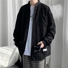 复古衬衣灯芯绒衬衫男港风春季原宿风M-3XL设计感小众W2510-P35，男装衬衫，星座512-2