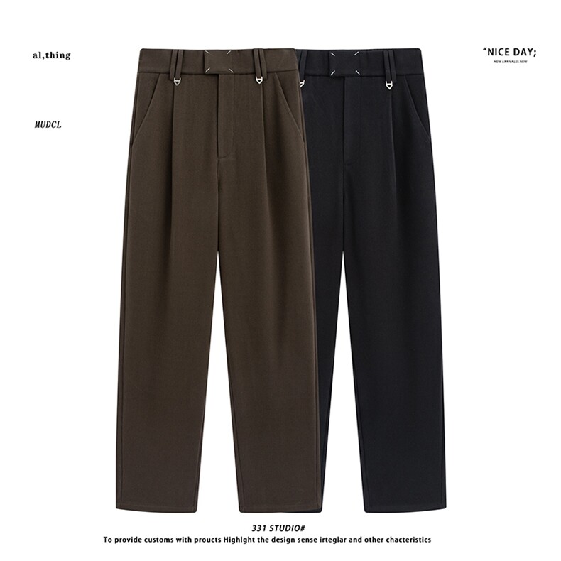 平铺~秋冬重磅魔术贴刺绣设计毛呢西裤休闲裤X83/P65，男装西裤，电商B331