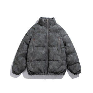 1PU皮复古做旧双侧金属拉链大码M-5XL加棉棉衣男MY77092P130控198图片