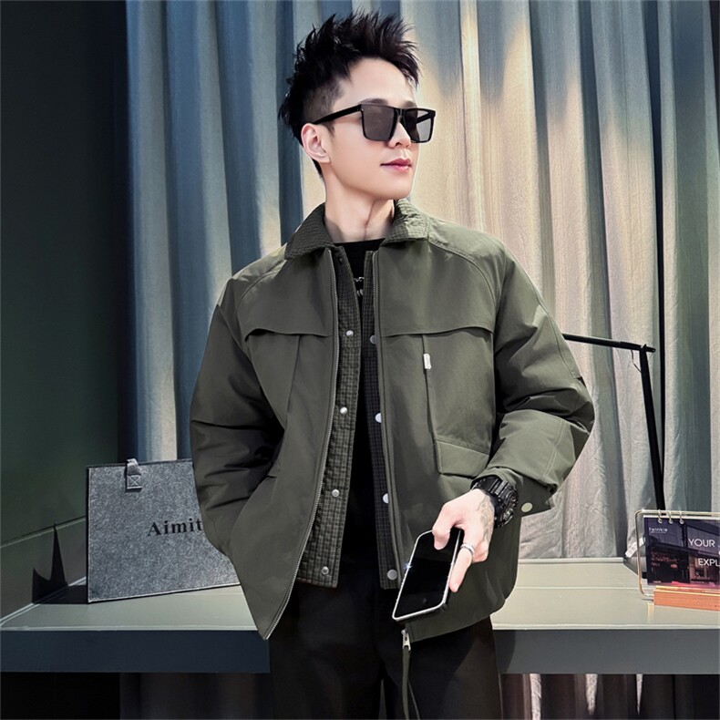 MY9611-P148控198男士潮流翻领棉服上衣冬季加厚黑色棉袄新款拼接,男装棉衣,星座102A（原电商D309-1）