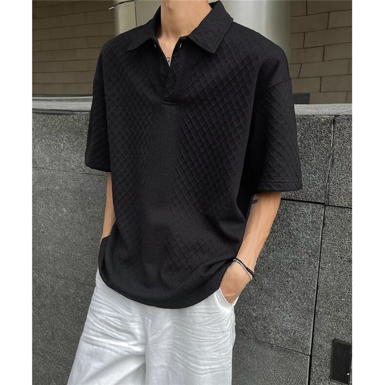 华夫格提花卫衣男浮雕褶皱肌理感宽松短袖工装t恤软糯针织TTX16，男装T恤，星座208-5