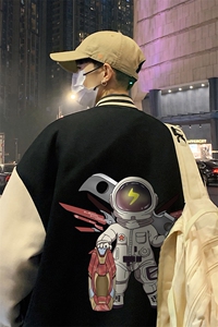 BQMF19-P90港风拼接棒球服男士棉服男棉袄男潮牌棒球服棉袄男潮牌图片