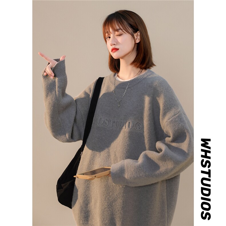 冬装圆领中性加厚毛线衣宽松韩版压花工艺针织衫潮Q316-P75，男装针织衫/毛衣，星座617A-6（原A405-1）