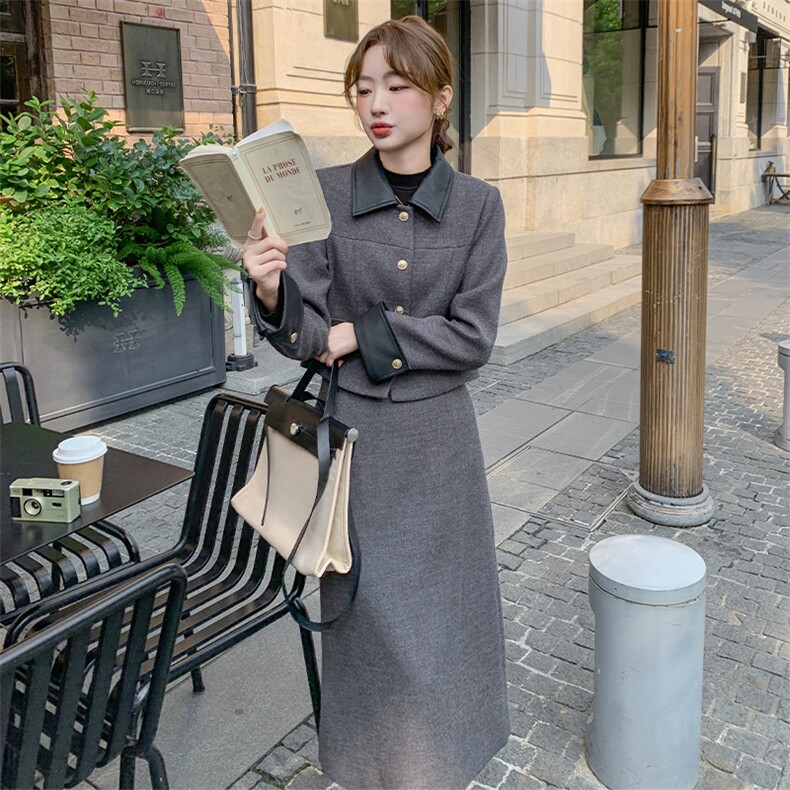 2025年冬季小香风外套90%白鸭绒新款气质减龄羽绒套装女,女装套装/套裙,1C150