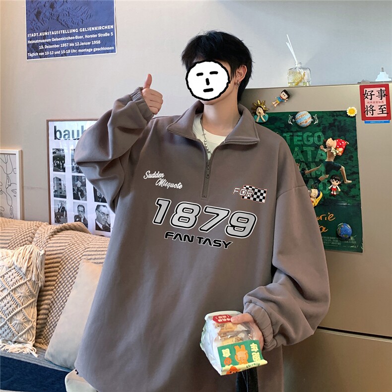 23春季新款时尚潮流半拉链翻领卫衣休闲百搭运动裤H101P110控158,男装卫衣,电商A247