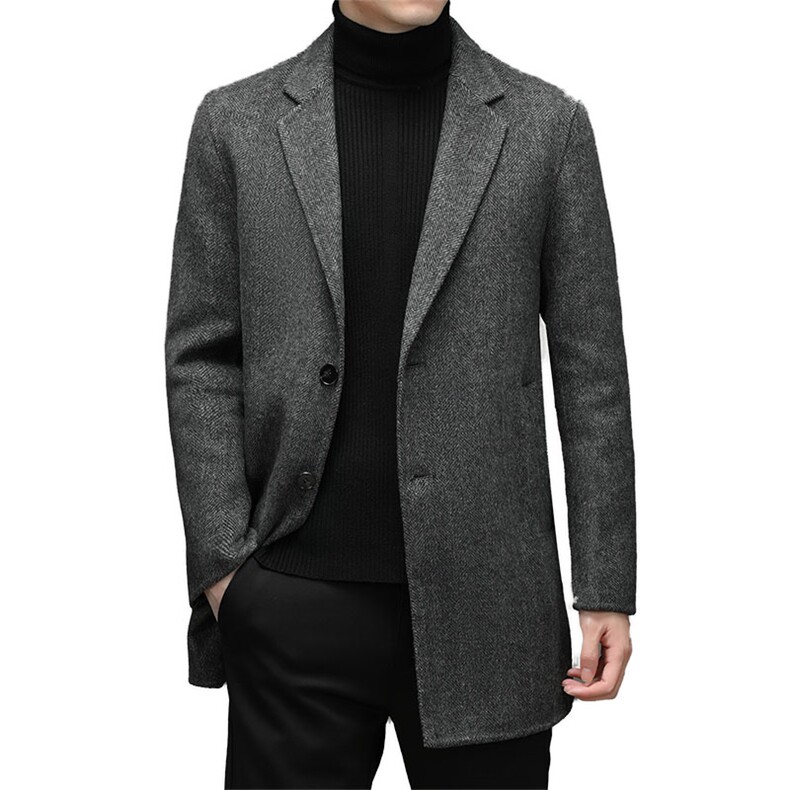 男士西装外套男羊毛呢2023新款冬中年休闲冬上衣YL21VA2199-P350，男装毛呢大衣，电商B212（原钱塘6029）