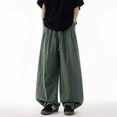 8XL-M亚麻弯刀裤直筒阔腿裤子男夏季宽松大码运动灯笼裤KZ068P60，男装休闲裤，电商B312