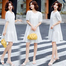 连衣裙2026年夏季新款时尚显廋气质百搭优雅纯色韩版大码，女装连衣裙，尚洛菲