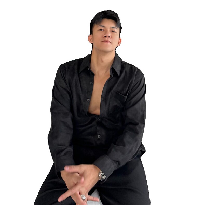 潮牌痞帅外套男士秋冬麂皮绒纯色内搭衬衫高街上衣服长袖衬衣,男装衬衫,星座506A