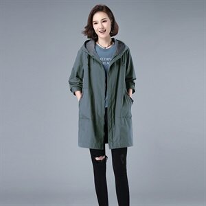时尚百搭中长款风衣女2022新款春秋外套修身显瘦气质女装图片