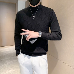 轻奢风秋冬季男士薄款修身毛衣2025新款圆领套头针织衫C208-8891图片