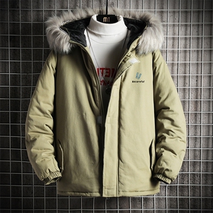 MM48116-P130 冬季大毛领衣男士大码加厚袄男服 网格挂拍图片