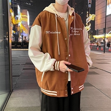 连帽假两件夹克外套男生宽松休闲秋季ins潮运动棒球服上衣663/P62，男装夹克，星座506