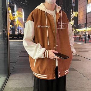 连帽假两件夹克外套男生宽松休闲秋季ins潮运动棒球服上衣663/P62图片