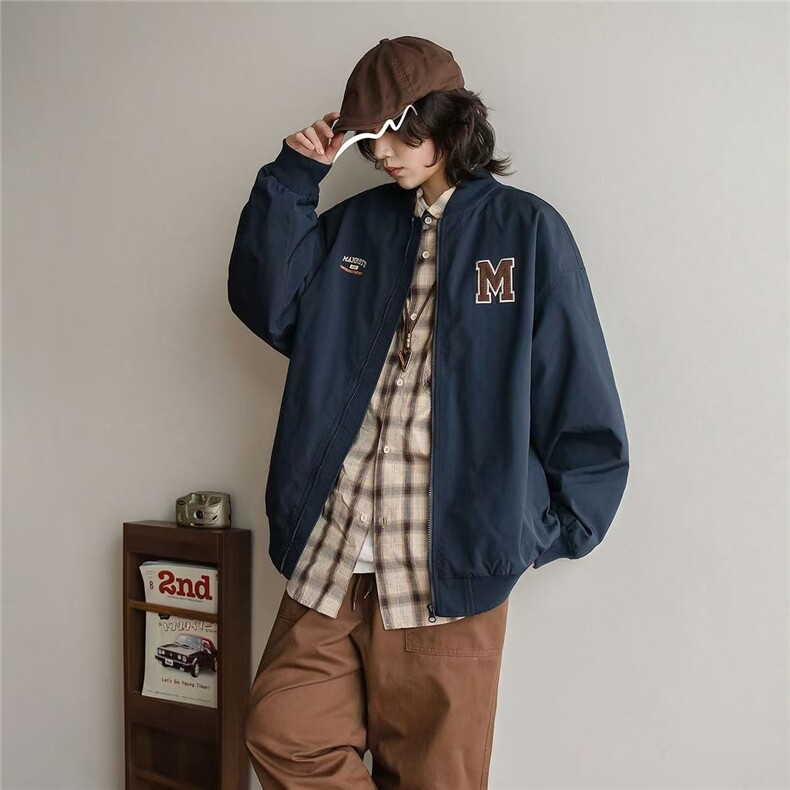 美式复古棒球服情侣春秋季外套女2025新款宽松休闲百搭学院风夹克，男装夹克，星座516A
