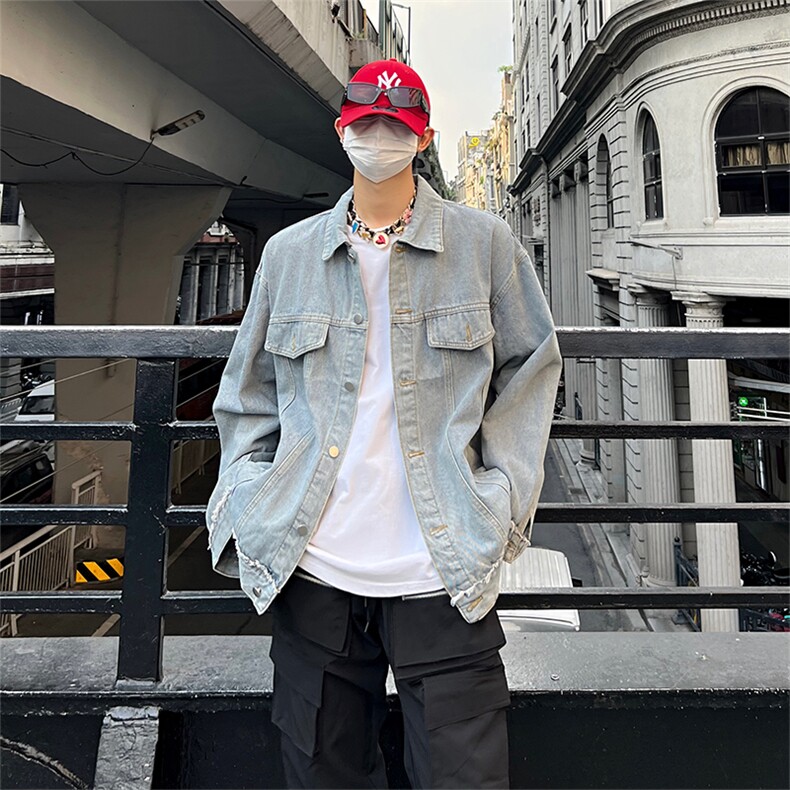 库奇大码宽松潮牌刺绣毛边牛仔外套中性夹克外穿男女款控128,男装夹克,星座301D-4(原星座1004-4）