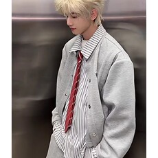 新款假两件工装外套男士韩版青年港风夹克休闲宽松上衣JKD639，男装夹克，星座516A