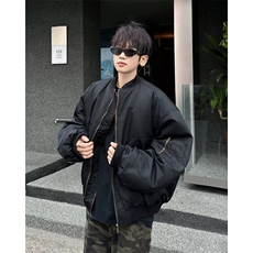 美式飞行员棉服夹克短宽廓形军绿色工装外套男冬棒球服W6304-P85，男装夹克，星座412-3
