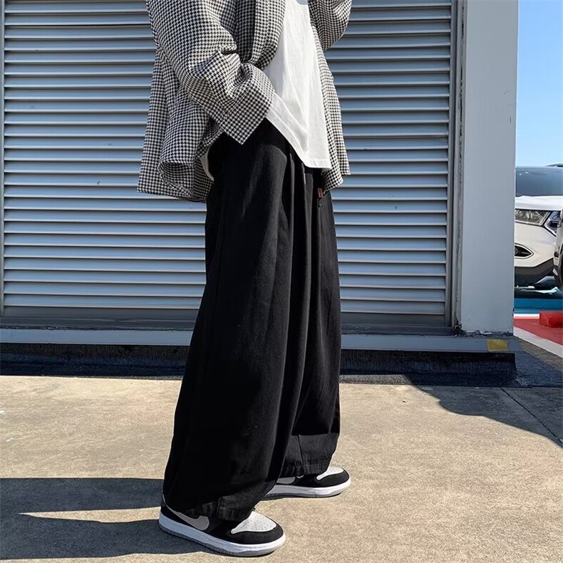 日系复古纯色阔腿工装裤男潮牌街头宽松直筒休闲百搭长裤K86，男装工装外套，星座1116A-1（原606A）