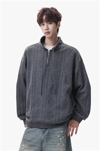 卫衣男春季新款港风宽松提花大码长袖T套头上衣WY9975-特P42图片