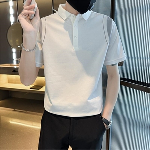 2026夏季拼接半袖T恤翻领Polo衫新款潮流短袖体恤D342-T0242-P50图片