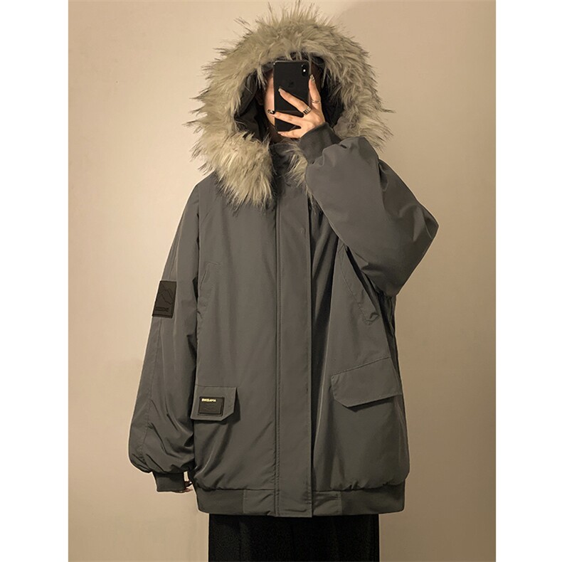 冬季宽松/连帽大毛领休闲外套潮加厚棉衣XZ102B-1M2591-P135,男装棉衣,星座102B-1