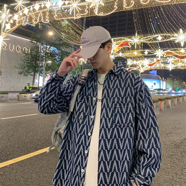 25年春季提花牛仔衬衫长袖得物抖音衬衫DS-C323-1-G663-P55，男装衬衫，电商C323-1