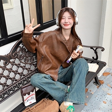 独特别致复古机车皮衣外套女秋季新款高级感酷飒时尚小个子夹克潮，女装皮衣，2C316