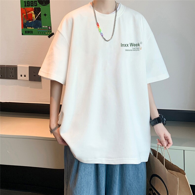 短袖t恤男宽松大码圆领潮流印花潮牌百搭重磅纯棉T恤上衣半袖ins,男装T恤,星座218-1（原230）