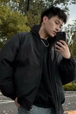 网图新款抗寒双拉链头立领加棉大码工装夹克棉衣男M24986-特P75，男装夹克，电商A001-1