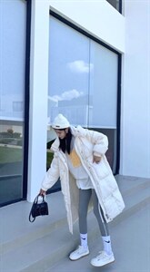 你别走～糖果色系长款收腰气质羽绒服图片