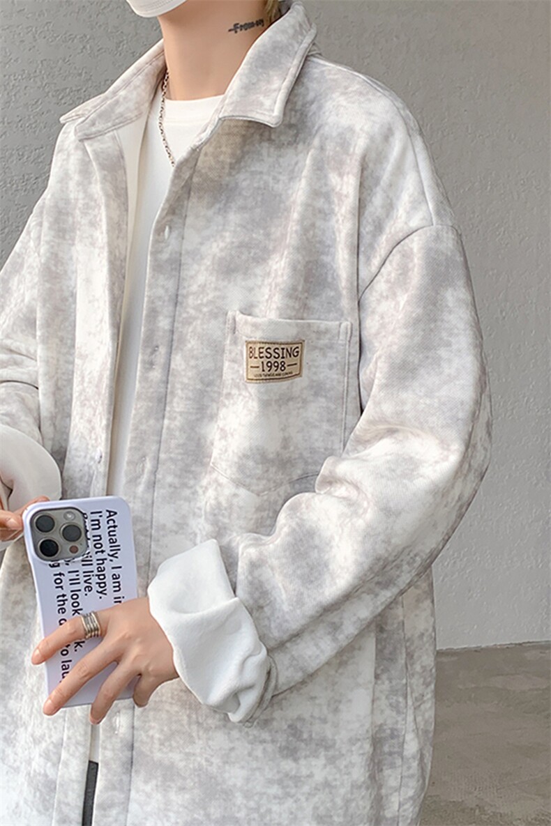 8XL-M秋冬款加绒加厚衬衫男做旧脏脏保暖外套大码衬衣CS29002P65,男装衬衫,电商B312