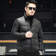 Z22136海宁冬季新款男式二层绵羊皮鹅绒羽绒保暖皮衣男P550图片