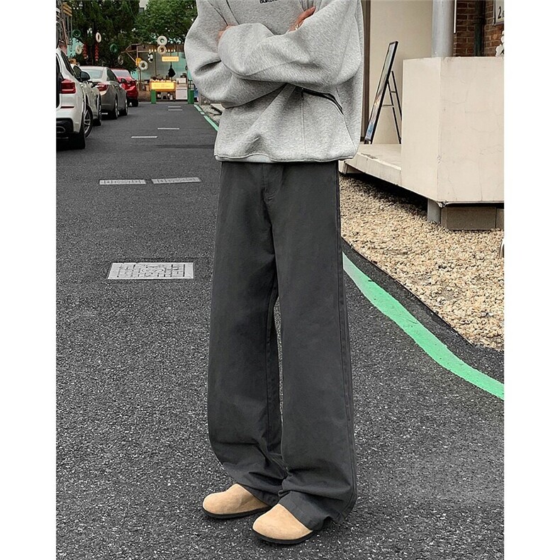 美式水洗灰色阔腿牛仔裤男秋冬宽松复古S6010P52,男装牛仔裤,星座1116-2