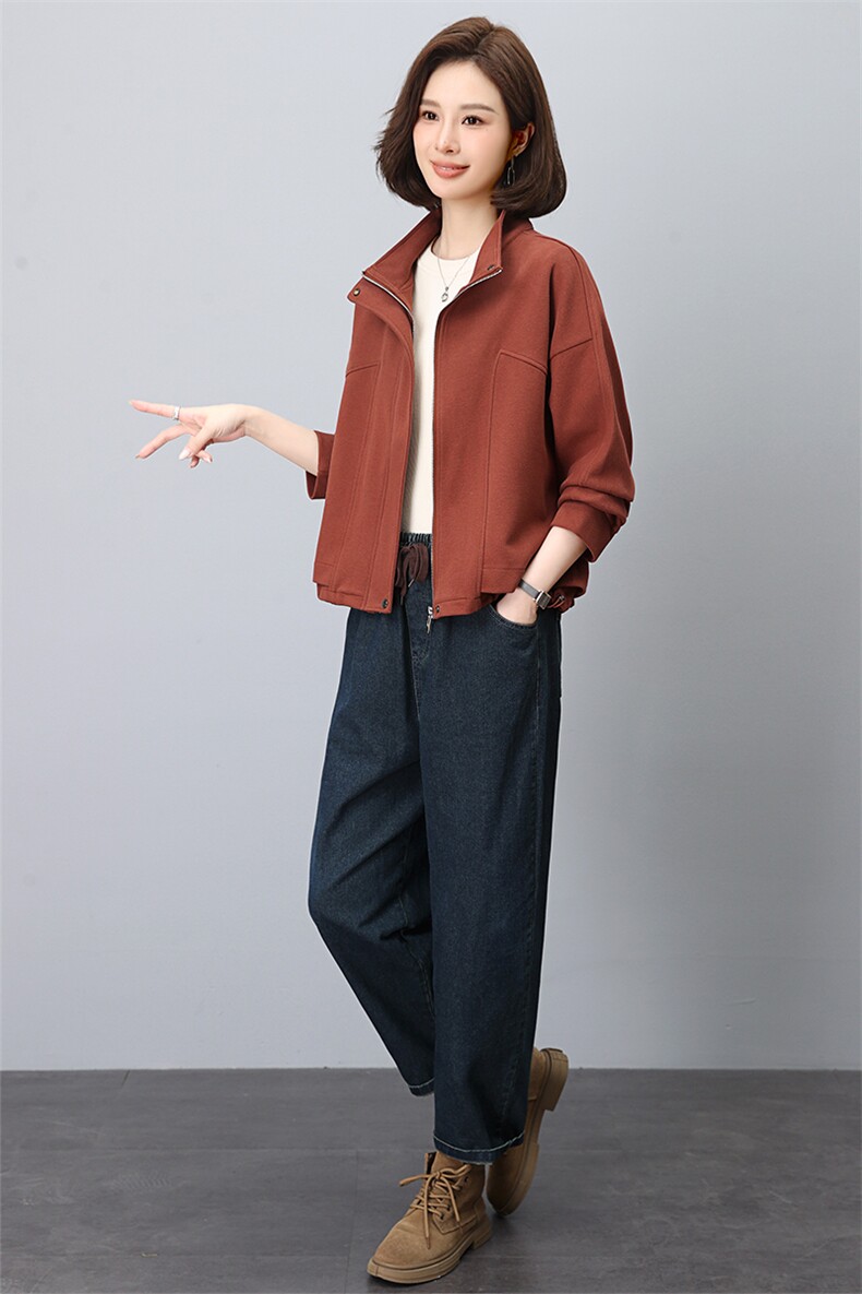 2024秋装新款女装宽松显瘦短款外套百搭休闲上衣潮流时尚夹克,女装短外套,悦见她