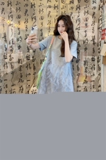 灰色网纱拼接连衣裙女2025夏季新款设计感小众宽松小个子T恤裙潮，女装连衣裙，2C176