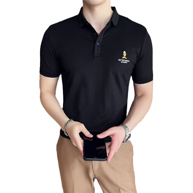 2024夏季新款英伦风高品质修身刺绣POLO衫冰丝短袖T恤男D239-p48,男装T恤,电商D303