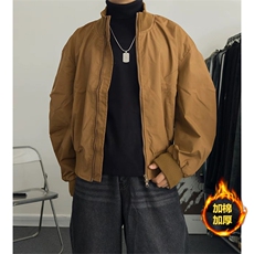 抖音得物美式潮休闲夹克春季立领纯色复古工装加厚棉服外套MF01，男装夹克，电商A443