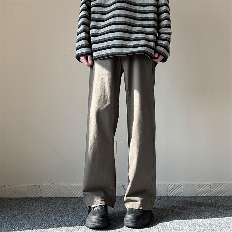 2025年春秋100棉%纯色四季款感阔腿长裤休闲百搭垂感长裤1229/p48,男装休闲裤,电商B381-2