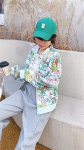 初夏满身老虎印花薄款棒球服外套,其它,火红