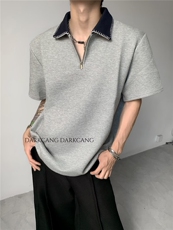 垫肩V领撞色翻领休闲T恤男短袖夏季高级感痞帅半袖513APL1957P36，男装T恤，星座513A