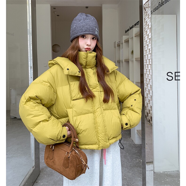 时尚短款羽绒服女2025冬季新款加厚连帽保暖白鸭绒外套,女装羽绒服,诺蝶
