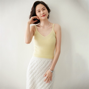 优雅气质女士吊带背心 简约百搭显瘦针织上衣图片