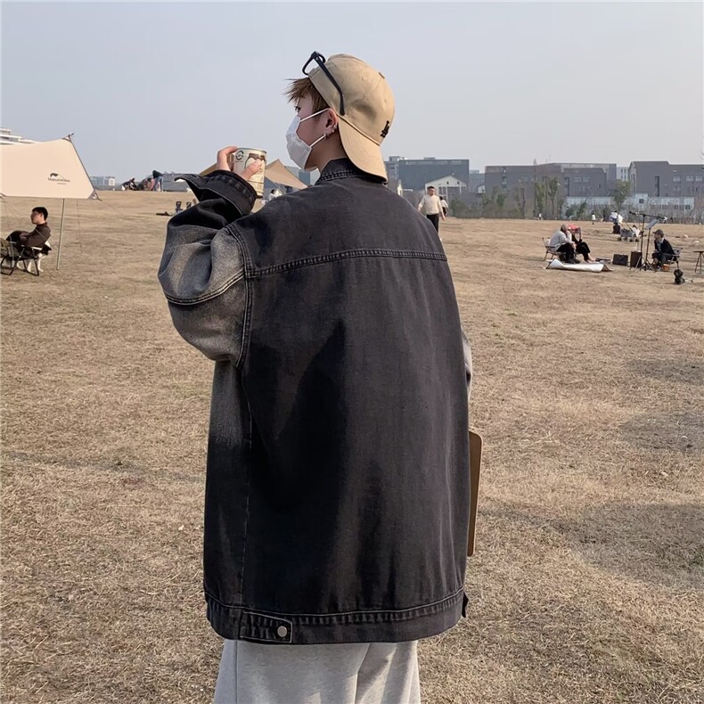 JK8898-P57美式渐变牛仔外套男春秋季高街潮牌复古宽松潮流,男装工装外套,电商B323A