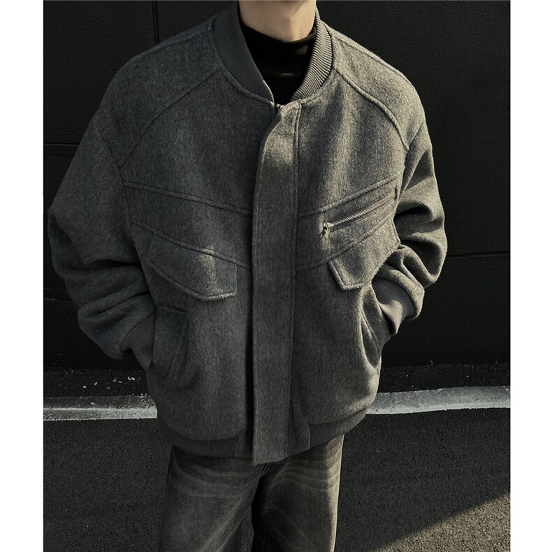 美式潮系夹棉绒毛呢外套飞行服冬季加厚棒球服棉服893P125,男装棉衣,电商A458A
