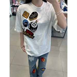 万针全刺绣工艺 得物抖音高品质260克纯棉双纱美式高街短袖T恤P33图片