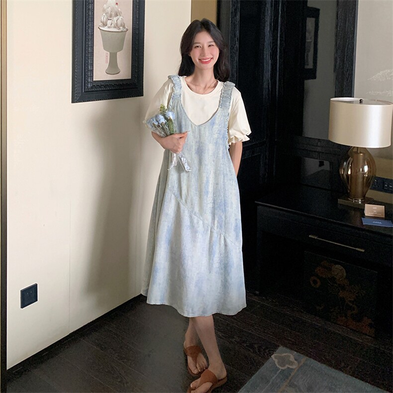 奶fufu背带裙女夏季2025新款洋气时尚穿搭一整套初恋连衣裙两件套,女装套装/套裙,2C113