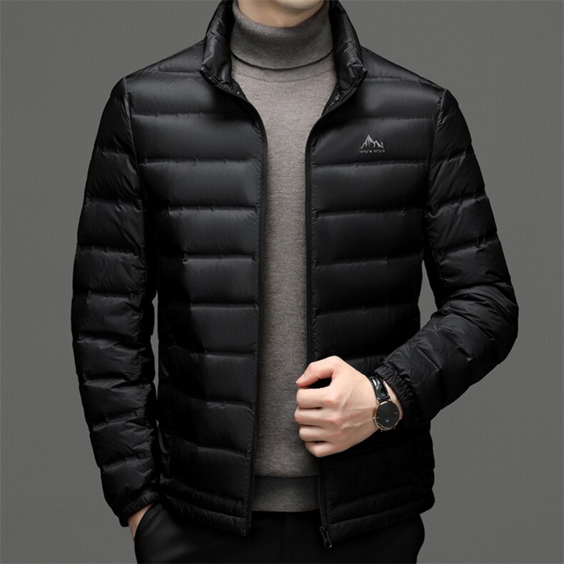 中老年立领90绒轻薄羽绒服夹克男士轻薄羽绒服外套中年男装羽绒服图片