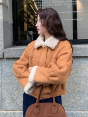 现货主推2025冬季新款宽松显瘦皮毛一体毛毛外套女1517-P210K298，女装棉衣/棉服，莘蕾