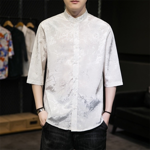 风衬衫立领花色衬衣潮休闲百搭款潮流提花T2112-P55，男装衬衫，电商A227